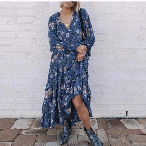 Spell Navy Floral Maxi Dress - Picture 3 of 11